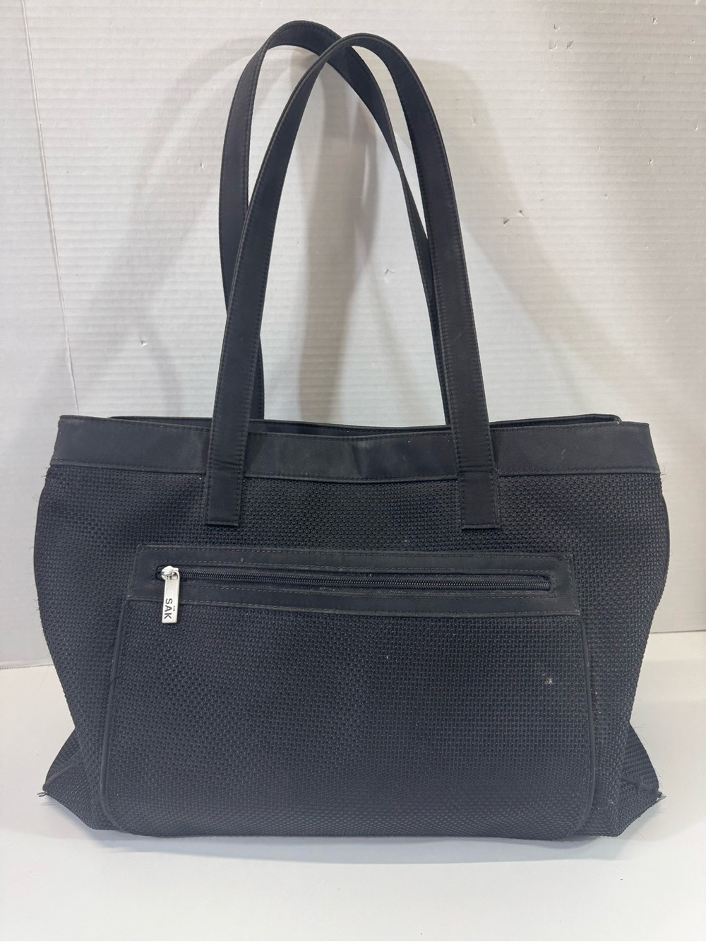 The Sak Black mesh Tote shoulder bag with Front Zip Pocket